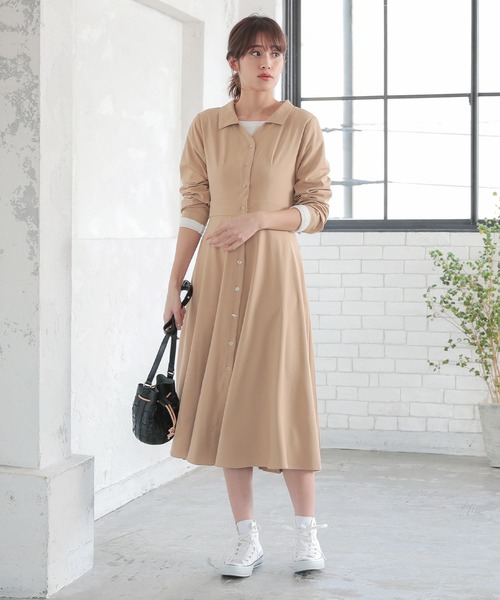 KOBE LETTUCE(コウベレタス)の「2wayバックプリーツシャツワンピース(ワンピース・レディース・ブラック/カーキ/ブラウン系その他/ピンク系その他/パープル系その他/ベージュ/ライトカーキ/ライトベージュ・FREE)」の11枚目の写真