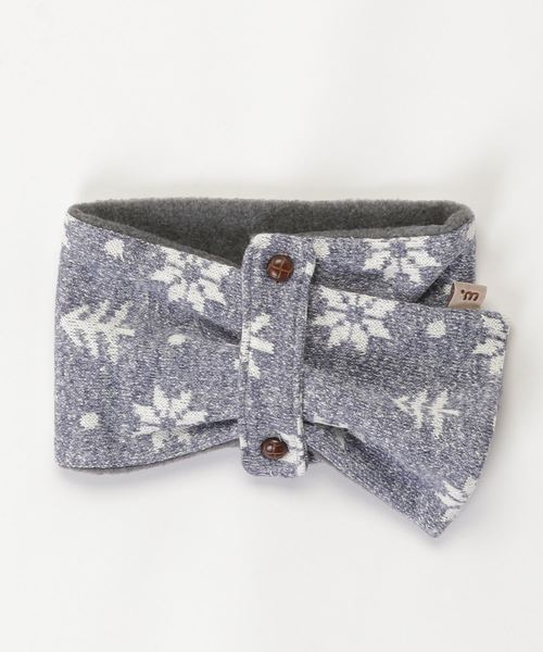 WHIPCREAM（ホイップクリーム）の「雪柄ジャガードコンパクトマフラー（ベビー～10歳)（マフラー・キッズ・ブルー/ベージュ・kids-S）」の2枚目の写真