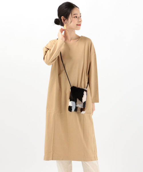 SHIPS Days（シップスデイズ）の「SHIPS Days STANDARD:ポンチワンピース 19FW（ワンピース・レディース・ブラック/ベージュ/グレー・ONE SIZE）」の3枚目の写真