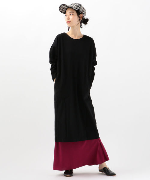 SHIPS Days（シップスデイズ）の「SHIPS Days STANDARD:ポンチワンピース 19FW（ワンピース・レディース・ブラック/ベージュ/グレー・ONE SIZE）」の2枚目の写真