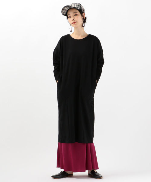 SHIPS Days（シップスデイズ）の「SHIPS Days STANDARD:ポンチワンピース 19FW（ワンピース・レディース・ブラック/ベージュ/グレー・ONE SIZE）」の4枚目の写真