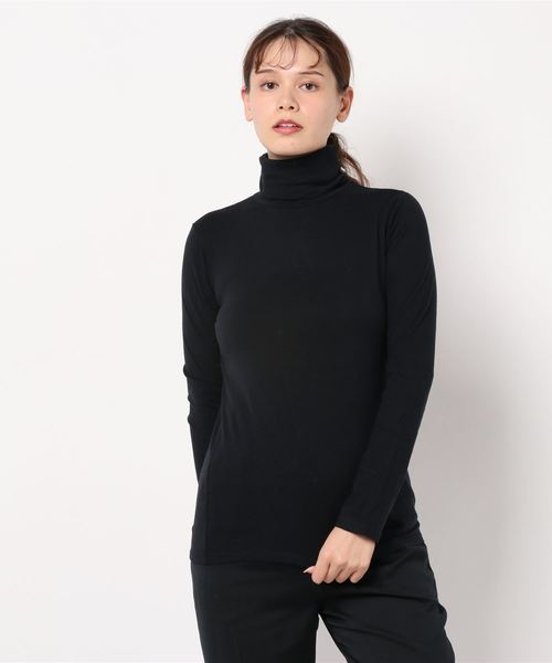 MAJESTIC FILATURES（マジェスティックフィラチュール）の「MAJESTIC FILATURES: カシミヤコットンタートルネック（Tシャツ/カットソー・レディース・ライトグレー/ネイビー/アイボリー・1）」の3枚目の写真