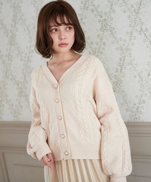 Majestic Legon マジェスティックレゴン の パール釦ケーブルカーディガン カーディガン ボレロ Wear