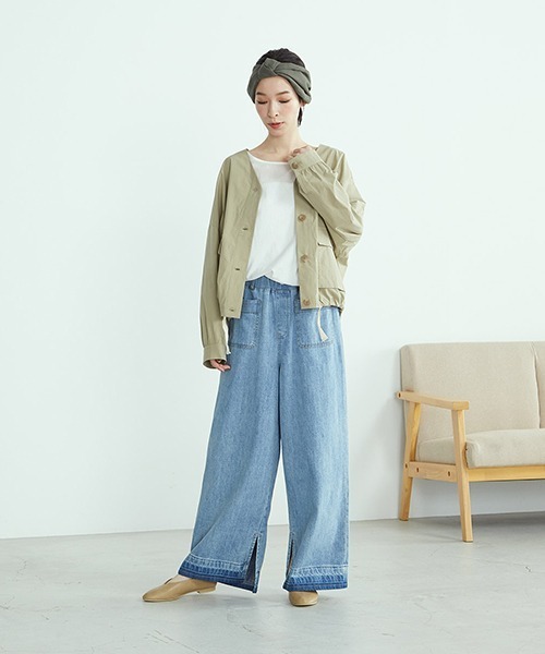 COMME CA ISM(コムサイズム)の「ノーカラー シャツブルゾン(ブルゾン・レディース・カーキ/アイボリー・SMALL/MEDIUM/LARGE)」の11枚目の写真