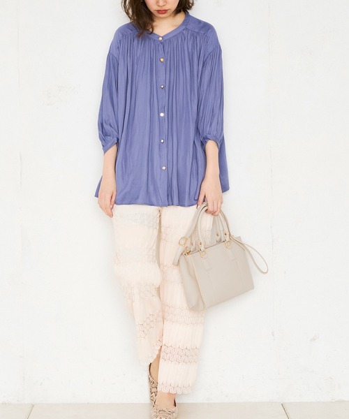 natural couture（ナチュラルクチュール）の「レーシープリーツリラックスパンツ（その他パンツ・レディース・アイボリー/ブラック/ミント・FREE）」の5枚目の写真