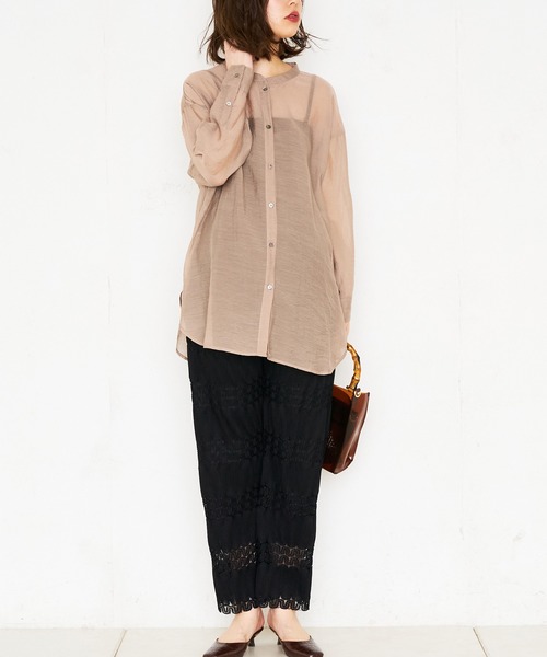 natural couture（ナチュラルクチュール）の「レーシープリーツリラックスパンツ（その他パンツ・レディース・アイボリー/ブラック/ミント・FREE）」の12枚目の写真