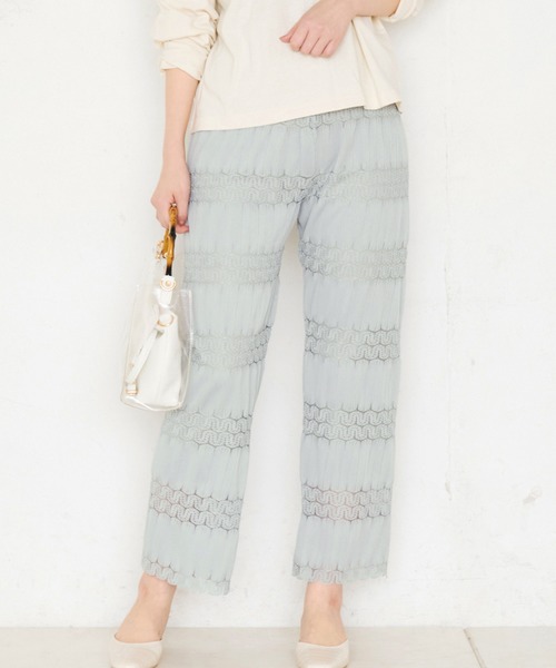 natural couture（ナチュラルクチュール）の「レーシープリーツリラックスパンツ（その他パンツ・レディース・アイボリー/ブラック/ミント・FREE）」の13枚目の写真