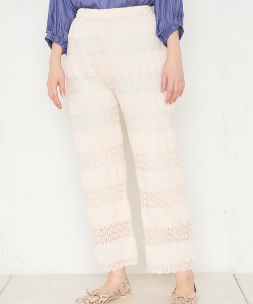 natural couture（ナチュラルクチュール）の「レーシープリーツリラックスパンツ（その他パンツ・レディース・アイボリー/ブラック/ミント・FREE）」の16枚目の写真