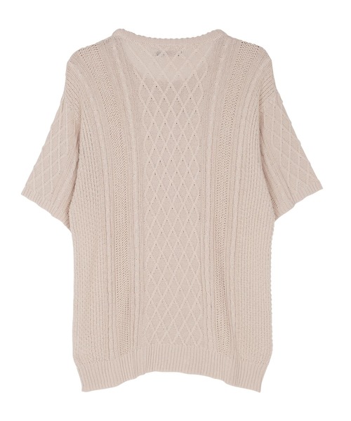 Lulu ＆ Arnie（るるあんどあーにー）の「透かし編み 半袖ニット / サマーニット（ニット/セーター・メンズ・ブラック/ブラウン/オフホワイト/ブルー/グレイッシュベージュ・MEDIUM/LARGE）」の8枚目の写真