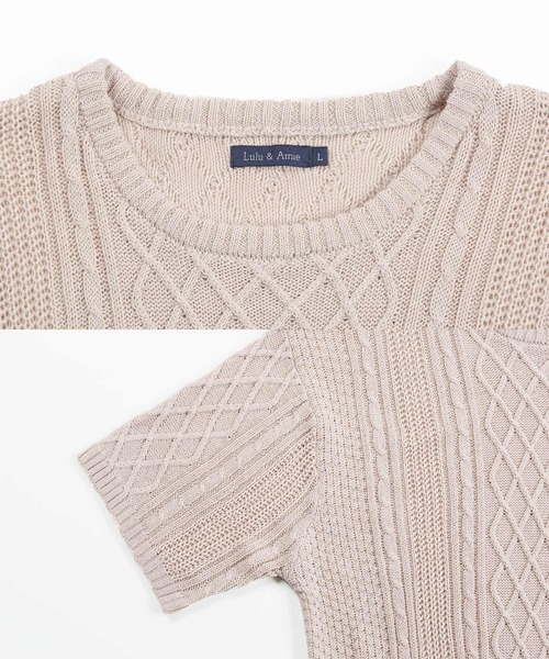 Lulu ＆ Arnie（るるあんどあーにー）の「透かし編み 半袖ニット / サマーニット（ニット/セーター・メンズ・ブラック/ブラウン/オフホワイト/ブルー/グレイッシュベージュ・MEDIUM/LARGE）」の6枚目の写真