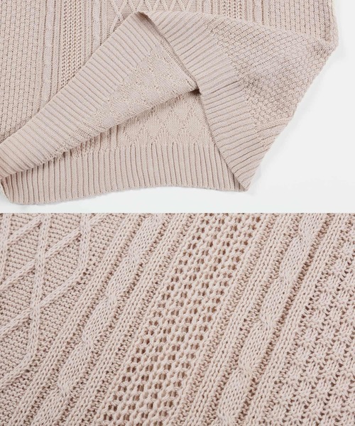 Lulu ＆ Arnie（るるあんどあーにー）の「透かし編み 半袖ニット / サマーニット（ニット/セーター・メンズ・ブラック/ブラウン/オフホワイト/ブルー/グレイッシュベージュ・MEDIUM/LARGE）」の7枚目の写真