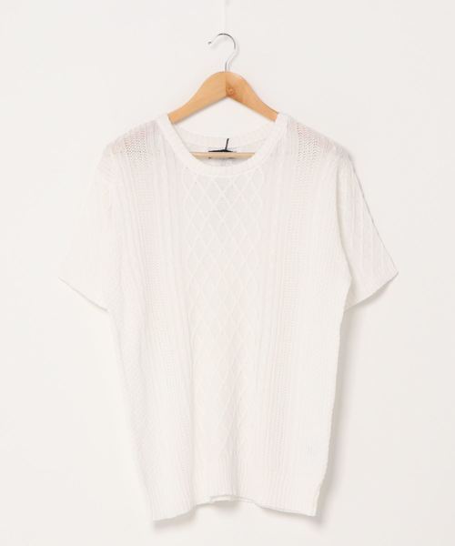 Lulu ＆ Arnie（るるあんどあーにー）の「透かし編み 半袖ニット / サマーニット（ニット/セーター・メンズ・ブラック/ブラウン/オフホワイト/ブルー/グレイッシュベージュ・MEDIUM/LARGE）」の14枚目の写真