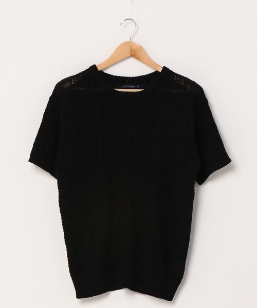 Lulu ＆ Arnie（るるあんどあーにー）の「透かし編み 半袖ニット / サマーニット（ニット/セーター・メンズ・ブラック/ブラウン/オフホワイト/ブルー/グレイッシュベージュ・MEDIUM/LARGE）」の15枚目の写真