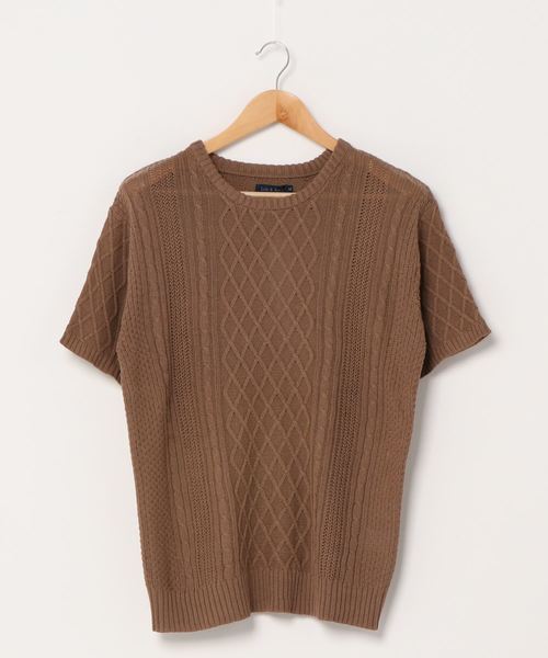 Lulu ＆ Arnie（るるあんどあーにー）の「透かし編み 半袖ニット / サマーニット（ニット/セーター・メンズ・ブラック/ブラウン/オフホワイト/ブルー/グレイッシュベージュ・MEDIUM/LARGE）」の16枚目の写真