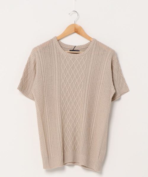 Lulu ＆ Arnie（るるあんどあーにー）の「透かし編み 半袖ニット / サマーニット（ニット/セーター・メンズ・ブラック/ブラウン/オフホワイト/ブルー/グレイッシュベージュ・MEDIUM/LARGE）」の17枚目の写真