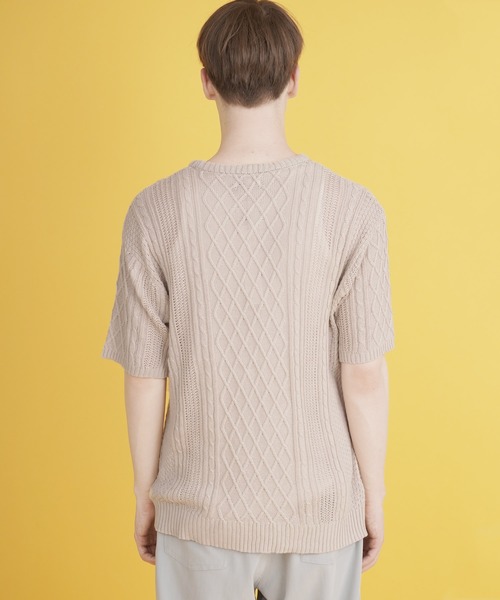 Lulu ＆ Arnie（るるあんどあーにー）の「透かし編み 半袖ニット / サマーニット（ニット/セーター・メンズ・ブラック/ブラウン/オフホワイト/ブルー/グレイッシュベージュ・MEDIUM/LARGE）」の11枚目の写真