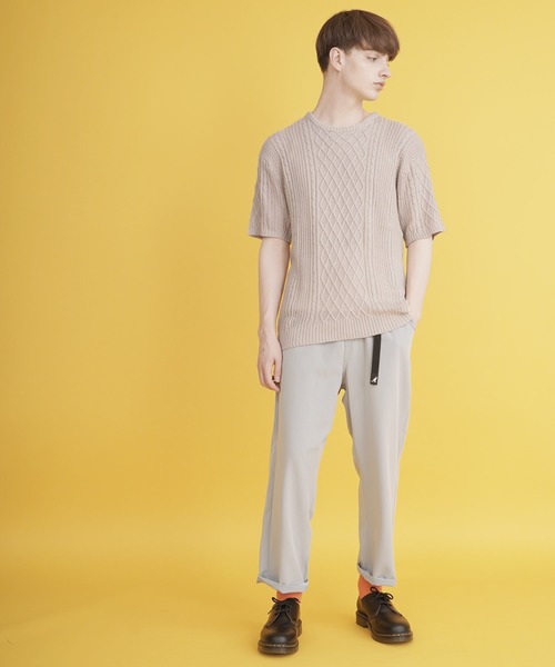 Lulu ＆ Arnie（るるあんどあーにー）の「透かし編み 半袖ニット / サマーニット（ニット/セーター・メンズ・ブラック/ブラウン/オフホワイト/ブルー/グレイッシュベージュ・MEDIUM/LARGE）」の13枚目の写真