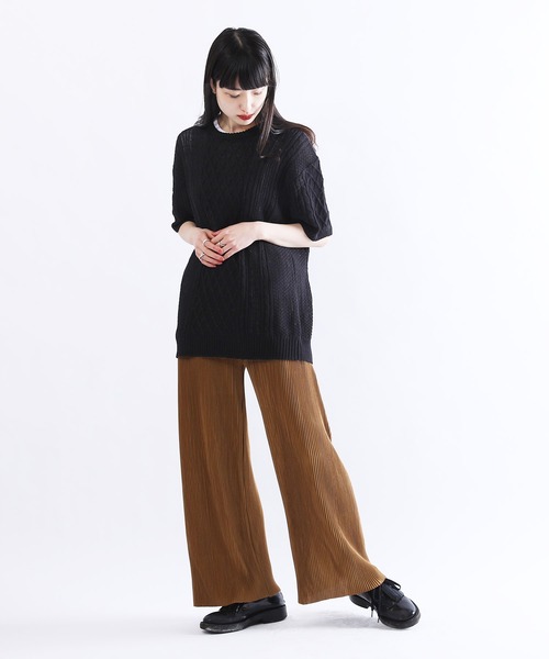 Lulu ＆ Arnie（るるあんどあーにー）の「透かし編み 半袖ニット / サマーニット（ニット/セーター・メンズ・ブラック/ブラウン/オフホワイト/ブルー/グレイッシュベージュ・MEDIUM/LARGE）」の22枚目の写真