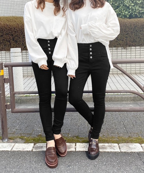 PairPair（ペアペア）の「ハイウエストデニムスキニーパンツ（デニムパンツ・レディース・ブラック/インディゴブルー/ダークインディゴブルー・SMALL/MEDIUM/LARGE）」の7枚目の写真