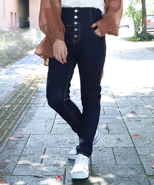 PairPair（ペアペア）の「ハイウエストデニムスキニーパンツ（デニムパンツ・レディース・ブラック/インディゴブルー/ダークインディゴブルー・SMALL/MEDIUM/LARGE）」の21枚目の写真