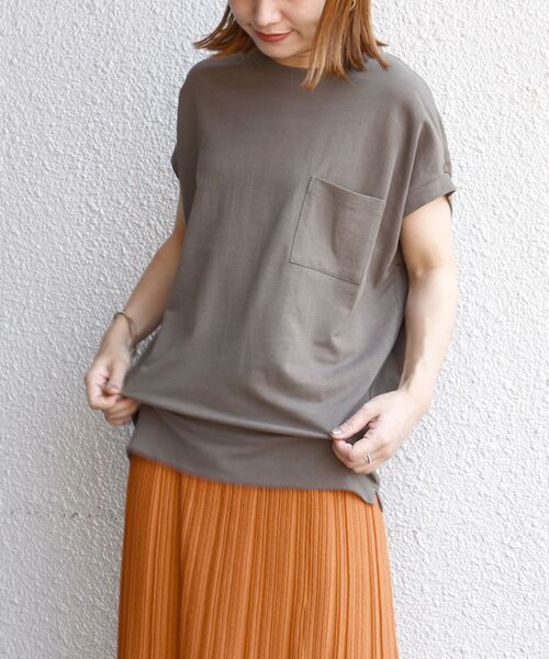 SHIPS(シップス)の「ドライインレーポケットフレンチスリーブプルオーバー(Tシャツ/カットソー・レディース・ライトグレー/ブラック/パープル/オリーブ・ONE SIZE)」の3枚目の写真