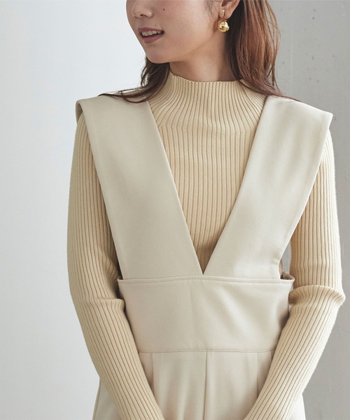 titivate（ティティベイト）の「ﾘﾌﾞ編みﾊｲﾈｯｸﾆｯﾄ（ニット/セーター・レディース・ブラック/ベージュ/ブラウン/オリーブ/ブルー/アイボリー/ブラウン系その他/ベージュ系その他/ブラウン系その他2/ピンク系その他/ライトピンク・S/M/L）」の2枚目の写真