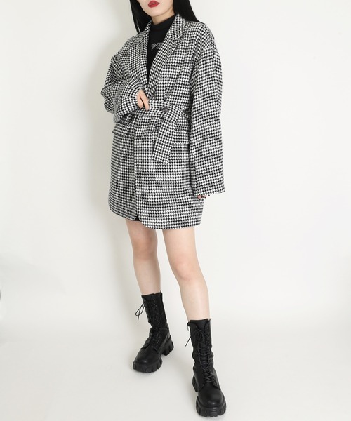 TOCCA 千鳥柄 Vネックワンピースとコートのセットアップ サイズ6 TOCCA(トッカ) ワンピース サイズ6 M レディース - ダークグリーン V