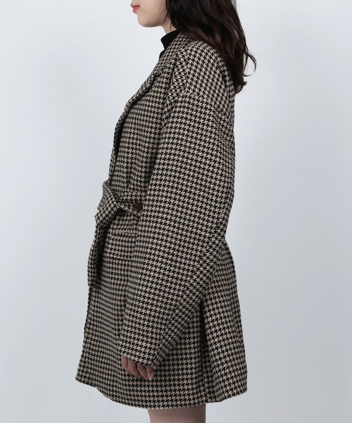 WC（ダブル シー）の「WC/【セットアップ対応商品】千鳥柄ビッグシルエットチェスターコート（チェスターコート・レディース・ブラック/ブラウン・FREE）」の6枚目の写真
