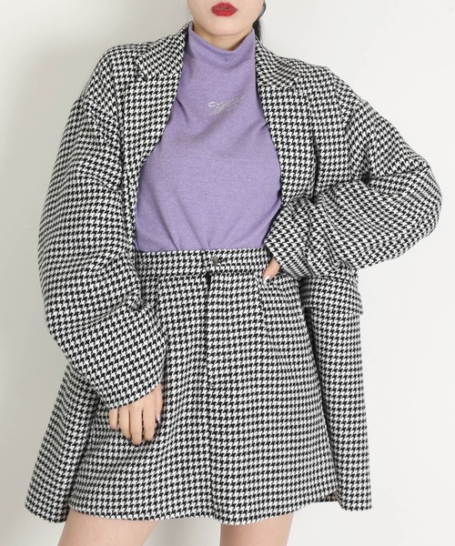 WC（ダブル シー）の「WC/【セットアップ対応商品】千鳥柄ビッグシルエットチェスターコート（チェスターコート・レディース・ブラック/ブラウン・FREE）」の3枚目の写真