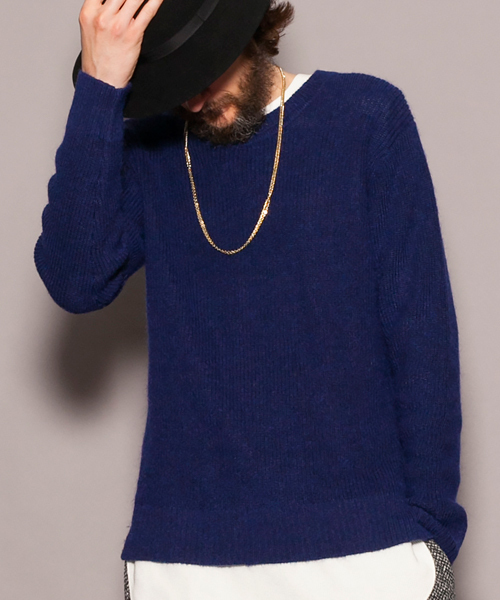 MONKEY TIME（モンキータイム）の「MT ∴ アクリル モヘア アゼ ニット ◆（ニット/セーター・メンズ・グレー/ネイビー/ホワイト・MEDIUM/LARGE/SMALL/X-LARGE）」の3枚目の写真