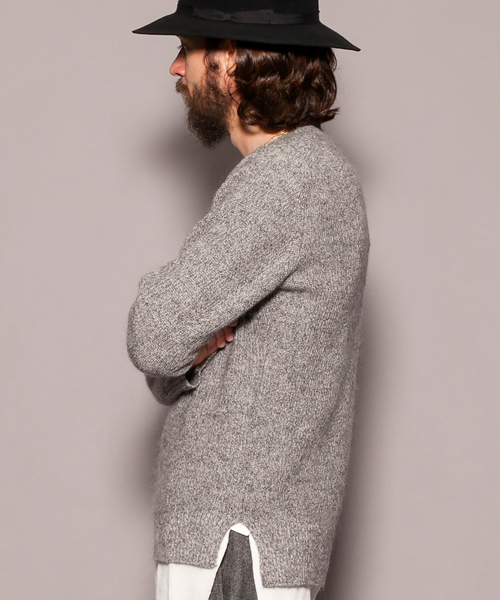 MONKEY TIME（モンキータイム）の「MT ∴ アクリル モヘア アゼ ニット ◆（ニット/セーター・メンズ・グレー/ネイビー/ホワイト・MEDIUM/LARGE/SMALL/X-LARGE）」の9枚目の写真