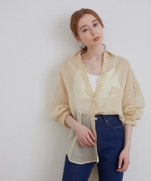 MADEMOISELLE ROPE'（マドモアゼル ロペ）の「【洗える】ソフトオーガンジーエアリーシアーシャツブラウス（シャツ/ブラウス・レディース）」