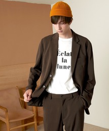 EMMA CLOTHES | 梨地織/アムンゼンオーバーサイズセットアップ/シングルテーラードジャケット/ワイドテーパードパンツ(セットアップ)