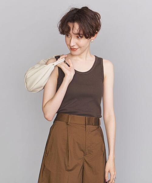 BEAUTY&YOUTH UNITED ARROWS（ビューティーアンドユースユナイテッドアローズ）の「BY テレコリブタンクトップ（タンクトップ・レディース・ホワイト/ブラック/ベージュ/ライム/ダークブラウン/ブラウン・FREE）」の4枚目の写真