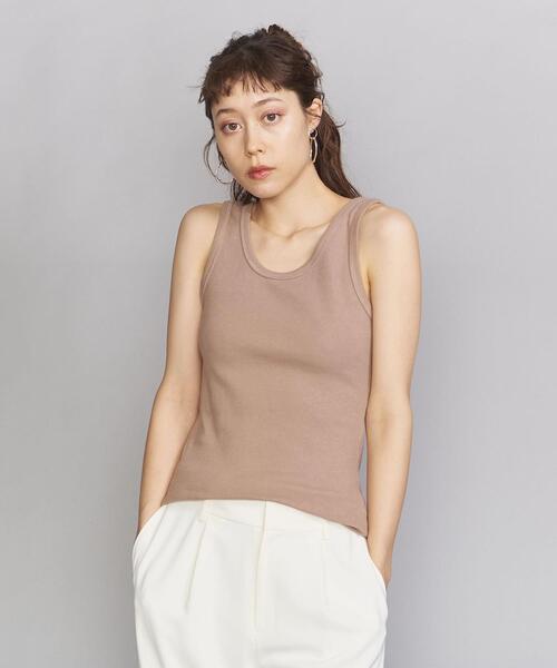BEAUTY&YOUTH UNITED ARROWS（ビューティーアンドユースユナイテッドアローズ）の「BY テレコリブタンクトップ（タンクトップ・レディース・ホワイト/ブラック/ベージュ/ライム/ダークブラウン/ブラウン・FREE）」の5枚目の写真