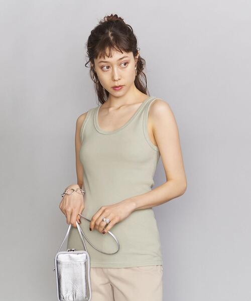 BEAUTY&YOUTH UNITED ARROWS（ビューティーアンドユースユナイテッドアローズ）の「BY テレコリブタンクトップ（タンクトップ・レディース・ホワイト/ブラック/ベージュ/ライム/ダークブラウン/ブラウン・FREE）」の6枚目の写真