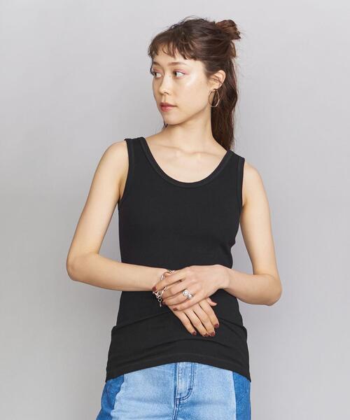 BEAUTY&YOUTH UNITED ARROWS（ビューティーアンドユースユナイテッドアローズ）の「BY テレコリブタンクトップ（タンクトップ・レディース・ホワイト/ブラック/ベージュ/ライム/ダークブラウン/ブラウン・FREE）」の3枚目の写真