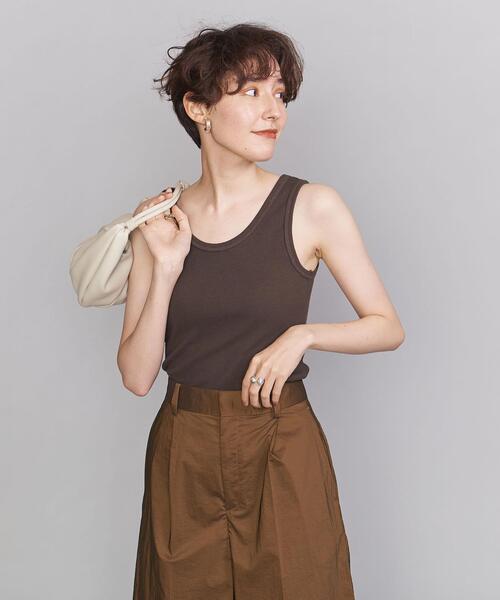 BEAUTY&YOUTH UNITED ARROWS（ビューティーアンドユースユナイテッドアローズ）の「BY テレコリブタンクトップ（タンクトップ・レディース・ホワイト/ブラック/ベージュ/ライム/ダークブラウン/ブラウン・FREE）」の9枚目の写真