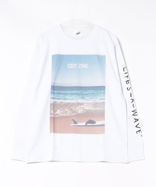 NO WAY(ノーウェイ)の「/Bl/サーフプリント長袖Tシャツ 天竺(Tシャツ/カットソー・メンズ・ホワイト/ブラック/グレー/グリーン・MEDIUM/LARGE)」の2枚目の写真