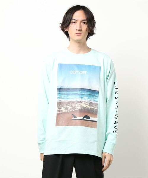 NO WAY(ノーウェイ)の「/Bl/サーフプリント長袖Tシャツ 天竺(Tシャツ/カットソー・メンズ・ホワイト/ブラック/グレー/グリーン・MEDIUM/LARGE)」の4枚目の写真