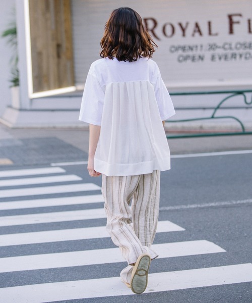 Munich（ミューニック）の「プレミアムコットンリネンジャージー　ドッキングTシャツ（Tシャツ/カットソー・レディース・ネイビー/レッド/カーキ/ホワイト・FREE）」の10枚目の写真