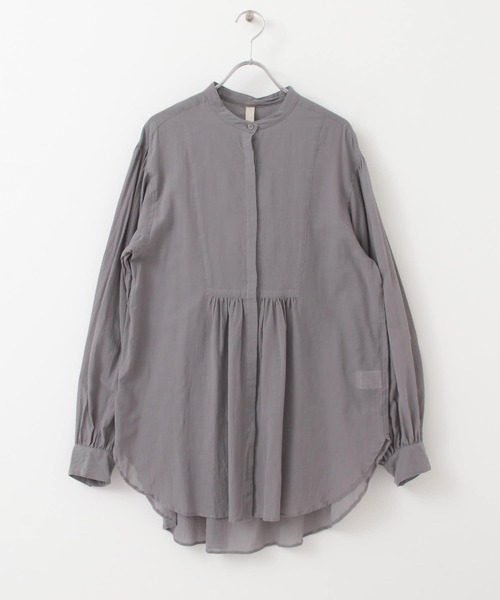 siiwa（シーワ）の「siiwa　コットンシルクバンドカラーシャツ（シャツ/ブラウス・レディース・ホワイト/グレー・ONE）」の2枚目の写真