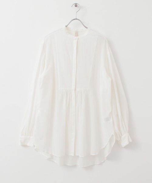 siiwa（シーワ）の「siiwa　コットンシルクバンドカラーシャツ（シャツ/ブラウス・レディース・ホワイト/グレー・ONE）」の3枚目の写真