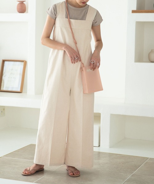 【muji】リネンオールインワン　ベージュ rectangle（レクタングル）の「リネンブレンドオールインワン