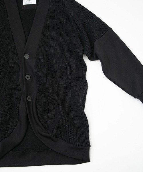 OURET（オーレット）の「OURET/オーレット/ローゲージストレッチ カノコラウンドカーディガン/2021-2022 AUTUMN&WINTER EXHIBITION 先行受注（カーディガン/ボレロ・メンズ・ブラック/グレー・1/2/3）」の5枚目の写真
