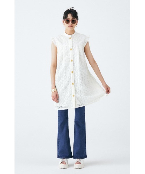 MOUSSY(マウジー)の「LACE FLARE MINI ドレス(ワンピース・レディース・ライトカーキ/ブラック/アイボリー・1/2)」の6枚目の写真