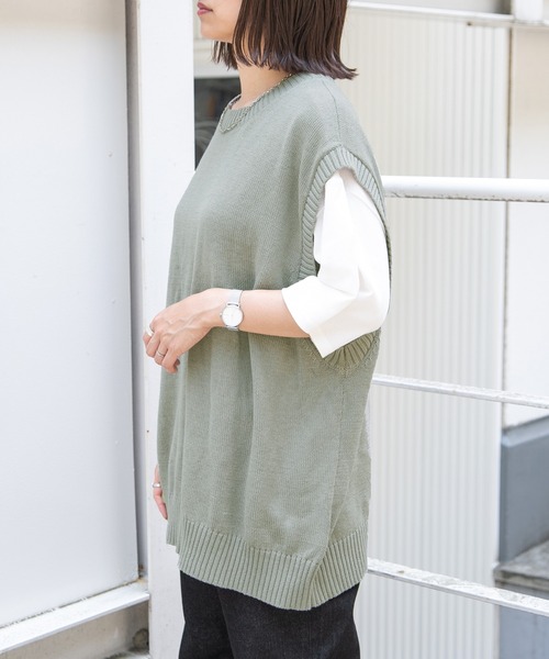 VICA POTA 春夏 レディース レクサスニットベスト 丸首 | ニット