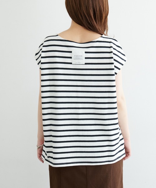 natural couture（ナチュラルクチュール）の「【WEB限定】フレンチスリーブボーダーT（Tシャツ/カットソー・レディース・グリーン/ブラック/ベージュ/ピンク・FREE）」の10枚目の写真