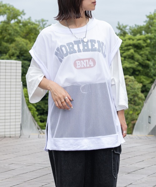 PairPair(ペアペア)の「メッシュレイヤードベスト(ユニセックス)(ベスト・レディース・ホワイト/ブラック・FREE)」の6枚目の写真