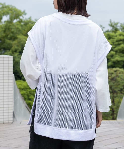 PairPair(ペアペア)の「メッシュレイヤードベスト(ユニセックス)(ベスト・レディース・ホワイト/ブラック・FREE)」の8枚目の写真